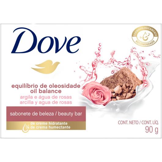 Sabonete em barra equilíbrio de oleosidade argila e água de rosas Dove 90g - Imagem em destaque