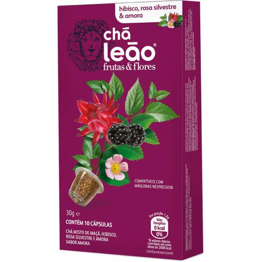 Cápsula de chá hibisco, rosa silvestre e amora Leão 30g - Imagem em destaque