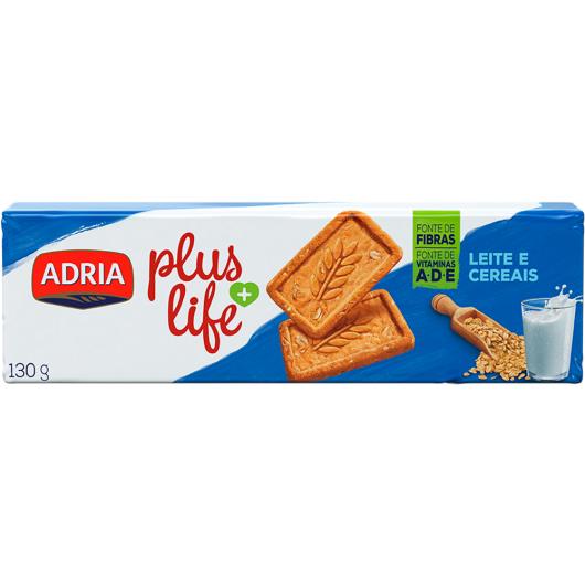 Biscoito integral de leite e cereais Plus Life Adria 130g - Imagem em destaque