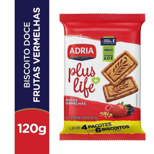 Biscoito Adria Plus Life Integral Frutas Vermelhas 120g - Imagem em destaque