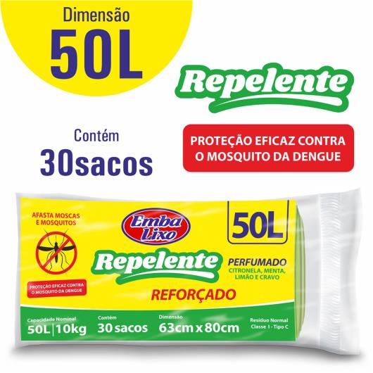 Saco de lixo repelente perfumado Embalixo 50L com 30 unidades - Imagem em destaque