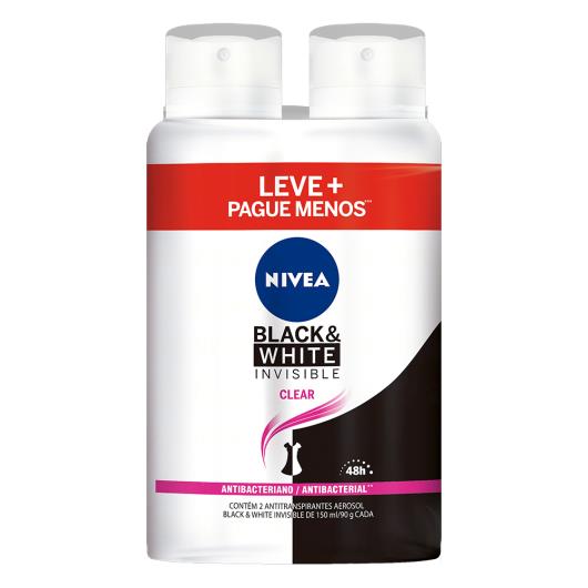 2 Desodorantes invisible black & white Nivea aerossol Leve Mais Pague menos 300ml - Imagem em destaque
