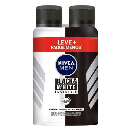 2 Desodorantes men invisible black & white Nivea aerossol Leve Mais Pague menos 300ml - Imagem em destaque