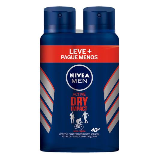 2 Desodorantes men dry impact Nivea aerossol Leve mais Pague menos 300ml - Imagem em destaque