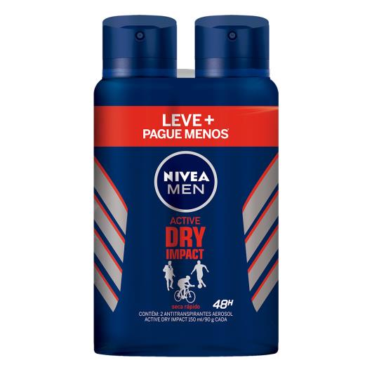 Pack Antitranspirante Aerossol Dry Impact Nivea Men Active 2 Unidades 150ml cada - Imagem em destaque