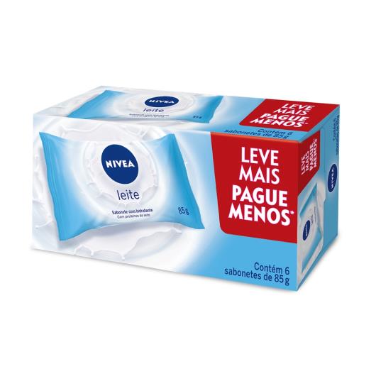 Pack Sabonete em Barra Hidratante Leite Nivea 6 Unidades 85g Cada - Leve Mais Pague Menos - Imagem em destaque