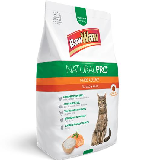 Alimento para gatos adultos salmão e arroz Natural Pró Baw Waw 500g - Imagem em destaque