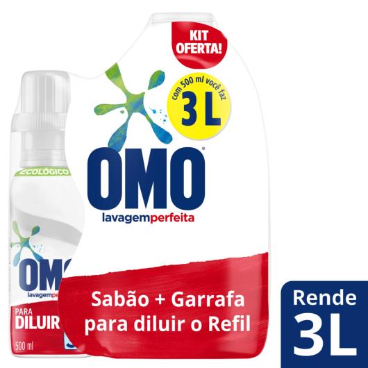 Kit Lava Roupas Líquido Omo Lavagem Perfeita 500ml + Garrafa 3l - Imagem em destaque