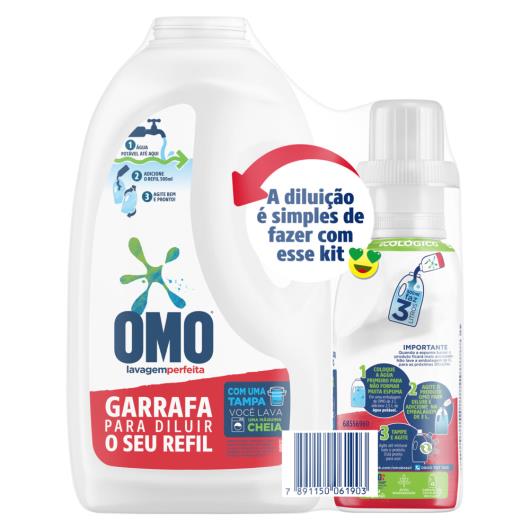 Kit Lava Roupas Líquido Omo Lavagem Perfeita 500ml + Garrafa 3l - Imagem em destaque