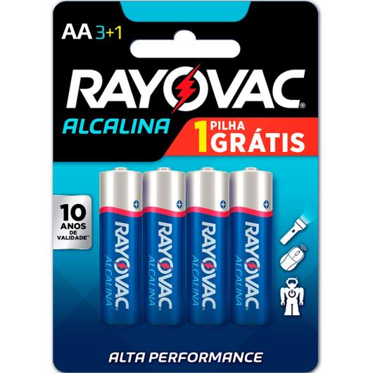 Pilha alcalina AA Rayovac 4 unidades Grátis 1 pilha - Imagem em destaque