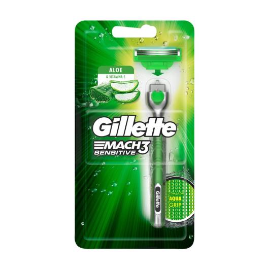 Aparelho de Barbear Gillette Mach3 Acqua-Grip Sensitive - Imagem em destaque