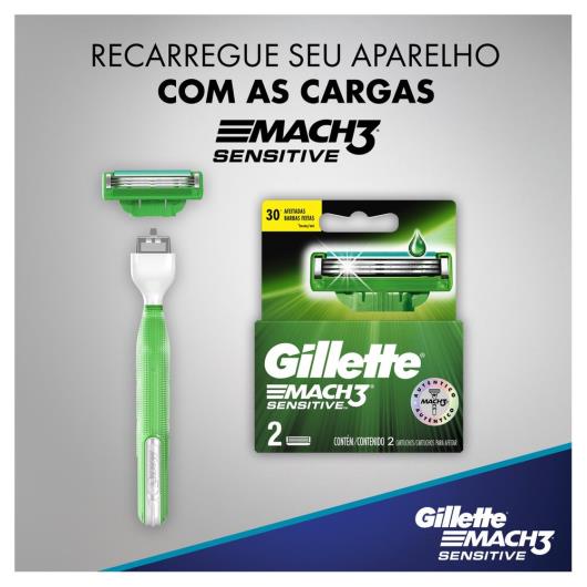 Aparelho de Barbear Gillette Mach3 Acqua-Grip Sensitive - Imagem em destaque