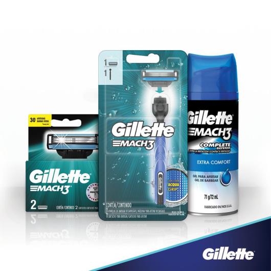 Kit 1 Aparelho Recarregável + 3 Cargas para Barbear Gillette Mach3 Grátis 1 Gel de Barbear Extra Comfort 71g - Imagem em destaque