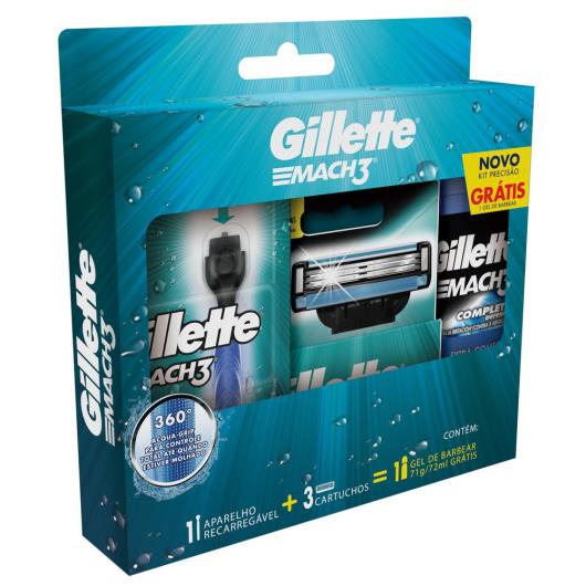 Kit 1 Aparelho Recarregável + 3 Cargas para Barbear Gillette Mach3 Grátis 1 Gel de Barbear Extra Comfort 71g - Imagem em destaque