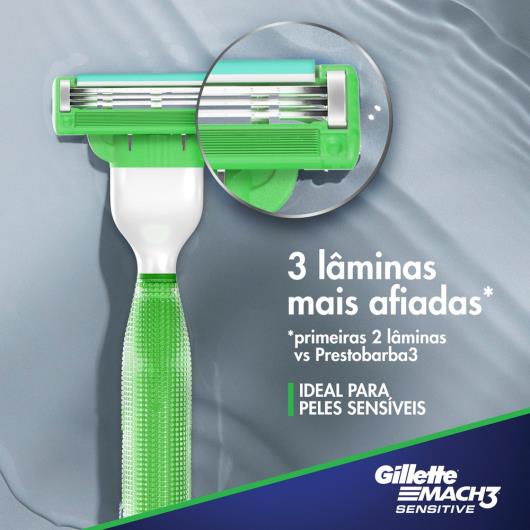 Kit 1 Aparelho Recarregável + 3 Cargas para Barbear Gillette Mach3 Sensitive Grátis 1 Gel de Barbear Extra Comfort 71g - Imagem em destaque