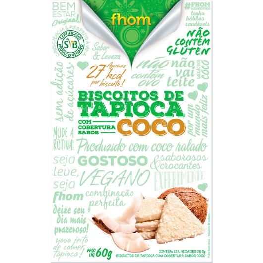 Biscoito de tapioca cobertura sabor coco Fhom 60g - Imagem em destaque