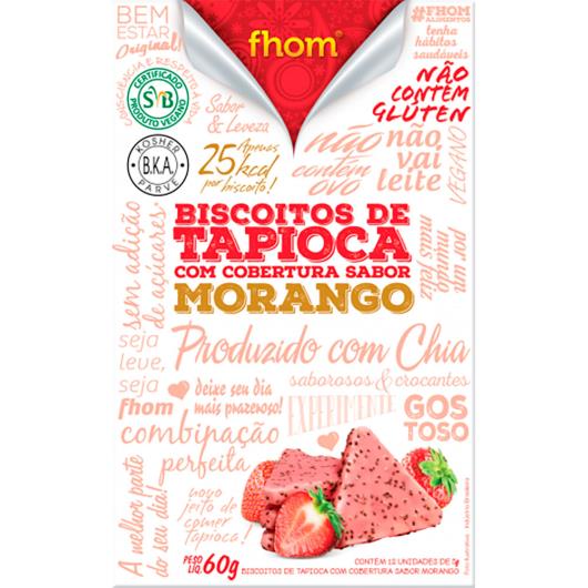 Biscoito de tapioca cobertura sabor morango Fhom 60g - Imagem em destaque