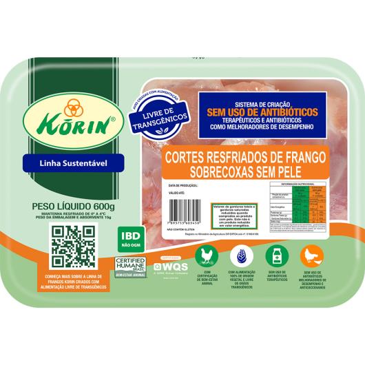 Sobrecoxa de Frango sem pele resfriado Korin 600g - Imagem em destaque