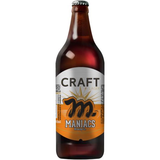 Cerveja lager puro malte craft Maniacs garrafa 600ml - Imagem em destaque