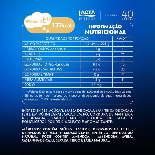 Chocolate Lacta Intense 40% cacau original 85g - Imagem em destaque