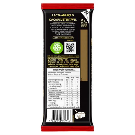 Chocolate 60% Cacau Mix de Nuts Lacta Intense Pacote 85g - Imagem em destaque