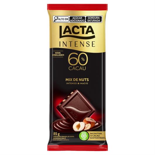 Chocolate 60% Cacau Mix de Nuts Lacta Intense Pacote 85g - Imagem em destaque