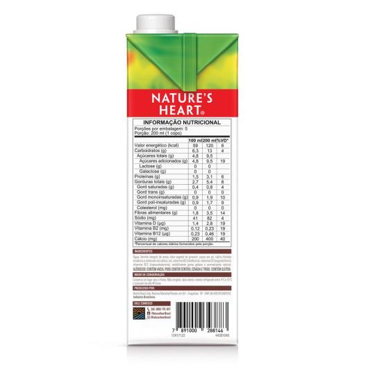 Bebida Vegetal NATURES HEART Cacau e Aveia 1L - Imagem em destaque