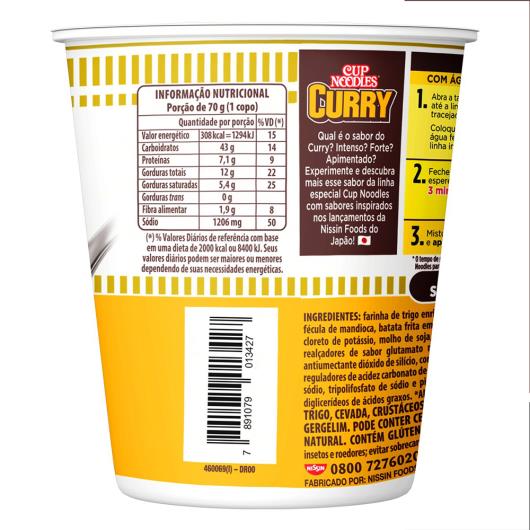 Macarrão Instantâneo Curry Cup Noodles Copo 70g - Imagem em destaque