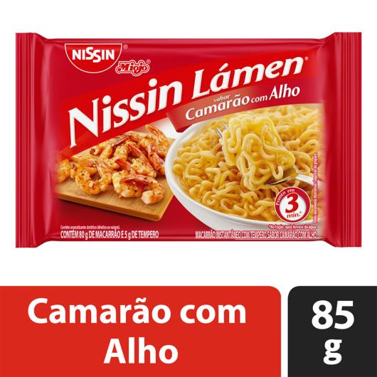 Macarrão Instantâneo Lámen Camarão com Alho Nissin Miojo Pacote 85g - Imagem em destaque