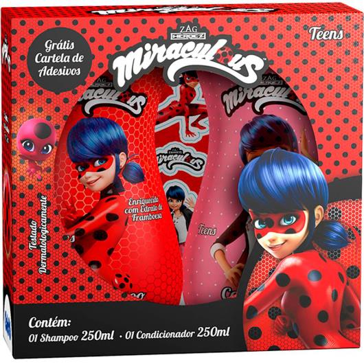 Shampoo + Condicionador Grátis cartela de adesivos Miraculous 250ml cada - Imagem em destaque