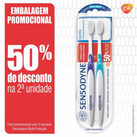 2 Escova Dental Gentle 50% de desconto na segunda unidade Sensodyne - Imagem em destaque