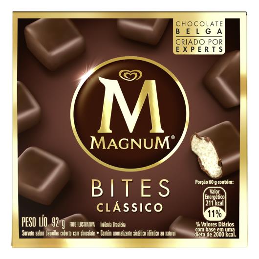 Sorvete Clássico Cobertura Chocolate Magnum Bites Caixa 92g - Imagem em destaque
