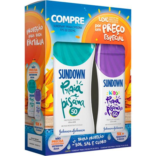 Protetor solar FPS 50 200ml + protetor solar Kids FPS 60 120ml Sundown preço especial - Imagem em destaque