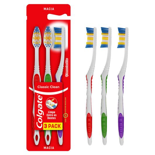 Escova Dental Macia Colgate Classic Clean 3 Unidades - Imagem em destaque