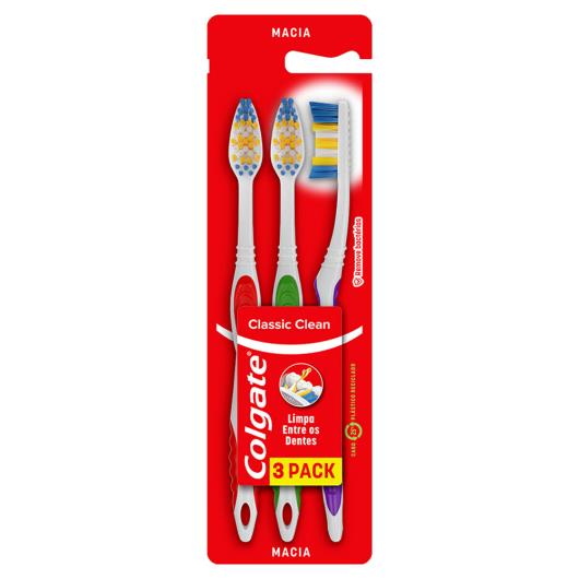 Escova Dental Macia Colgate Classic Clean 3 Unidades - Imagem em destaque