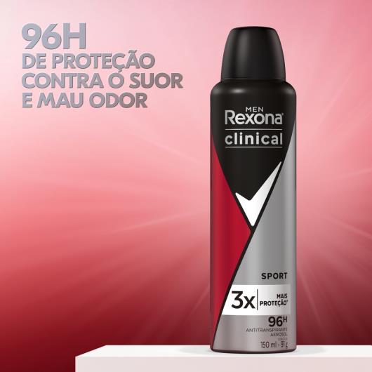 Antitranspirante Aerosol Rexona Men Clinical Sport 150ml - Imagem em destaque