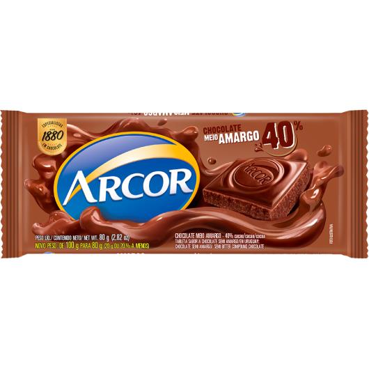 Chocolate meio amargo Arcor 80g - Imagem em destaque