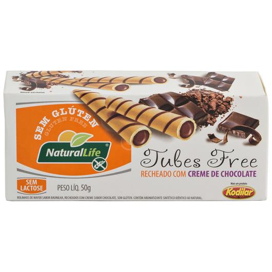 Wafer tubes sem glúten recheio chocolate Natural Life 50g - Imagem em destaque