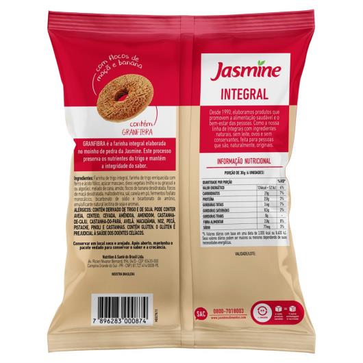 Biscoito Rosquinha Vegano Integral Maçã e Banana Jasmine Pacote 120g - Imagem em destaque