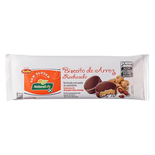 Biscoito de Arroz Recheado com Pasta de Amendoim e Cobertura de Chocolate Meio Amargo Sem Glúten NATURAL LIFE 40g - Imagem em destaque