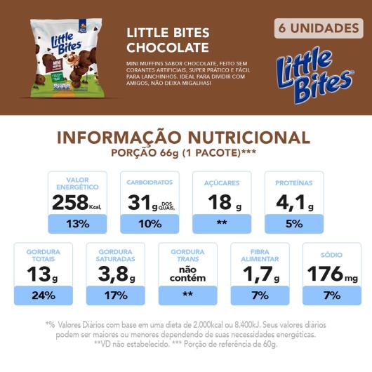 Bolo de Chocolate gotas de chocolate Little Bites 66g - Imagem em destaque