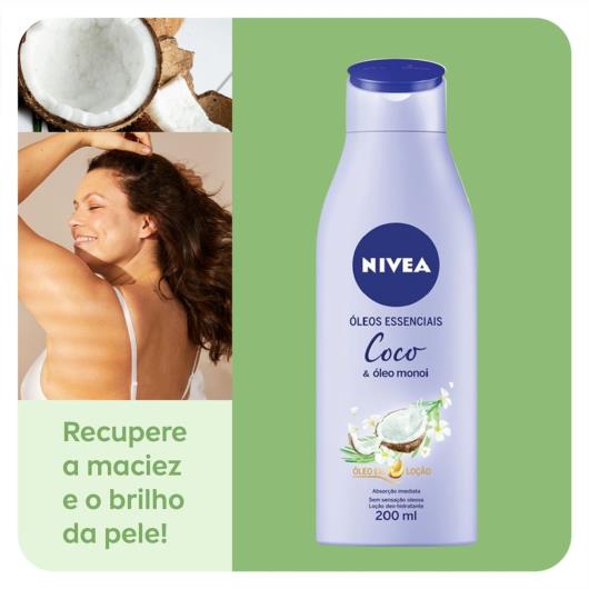 NIVEA Loção Hidratante Óleos Essenciais Coco & Óleo Monoi 200ml - Imagem em destaque