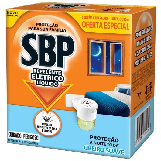 Repelente Elétrico Líquido SBP 45 Noites Cheiro Suave Novo Aparelho + Refil - Imagem em destaque