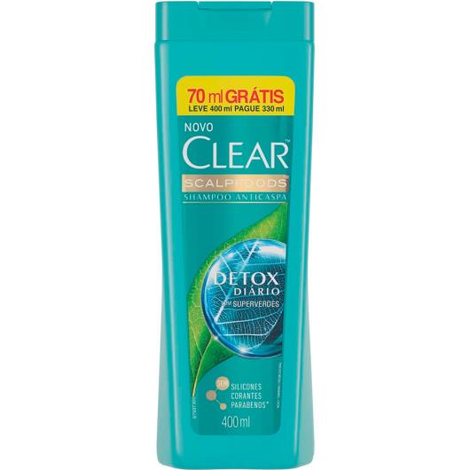 Shampoo anticaspa detox diário leve + pague - Clear 400ml - Imagem em destaque
