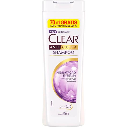 Shampoo anticaspa hidratação intensa leve + pague - Clear 400ml - Imagem em destaque