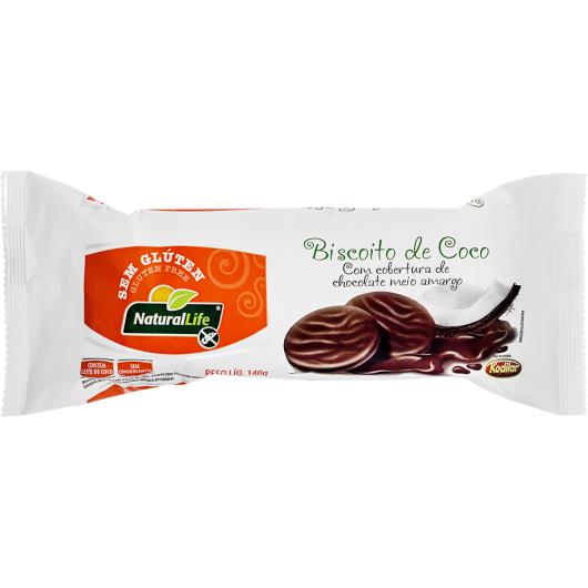 Biscoito sem glúten coco cobertura de chocolate meio amargo Natural Life 140g - Imagem em destaque