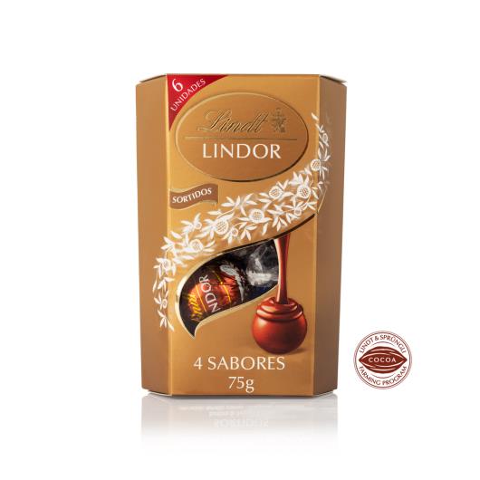 Caixa de Bombons Sortidos Lindt Lindor Cornet 6 unidades 75g - Imagem em destaque