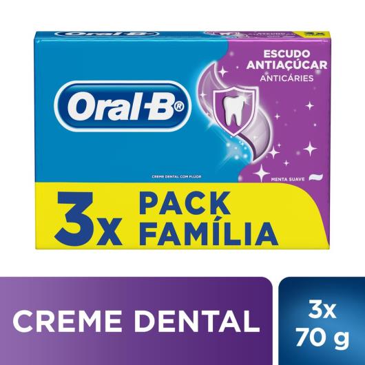 Creme Dental Oral-B Escudo Antiaçúcar Anticáries 70g - 3 unidades - Imagem em destaque