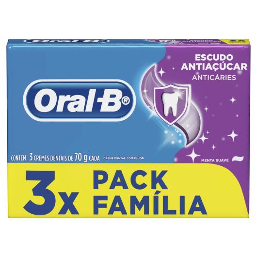 Creme Dental Oral-B Escudo Antiaçúcar Anticáries 70g - 3 unidades - Imagem em destaque