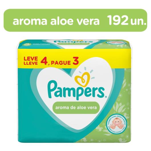 Lenço umedecido aloe vera Pampers Leve 4 Pague 3 - 192 unidades - Imagem em destaque